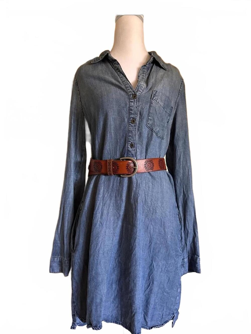 Lovestitch chambray Denim tencel coastal cowgirl Shirt Dress  light weight sz M